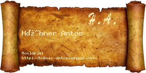Hübner Antos névjegykártya